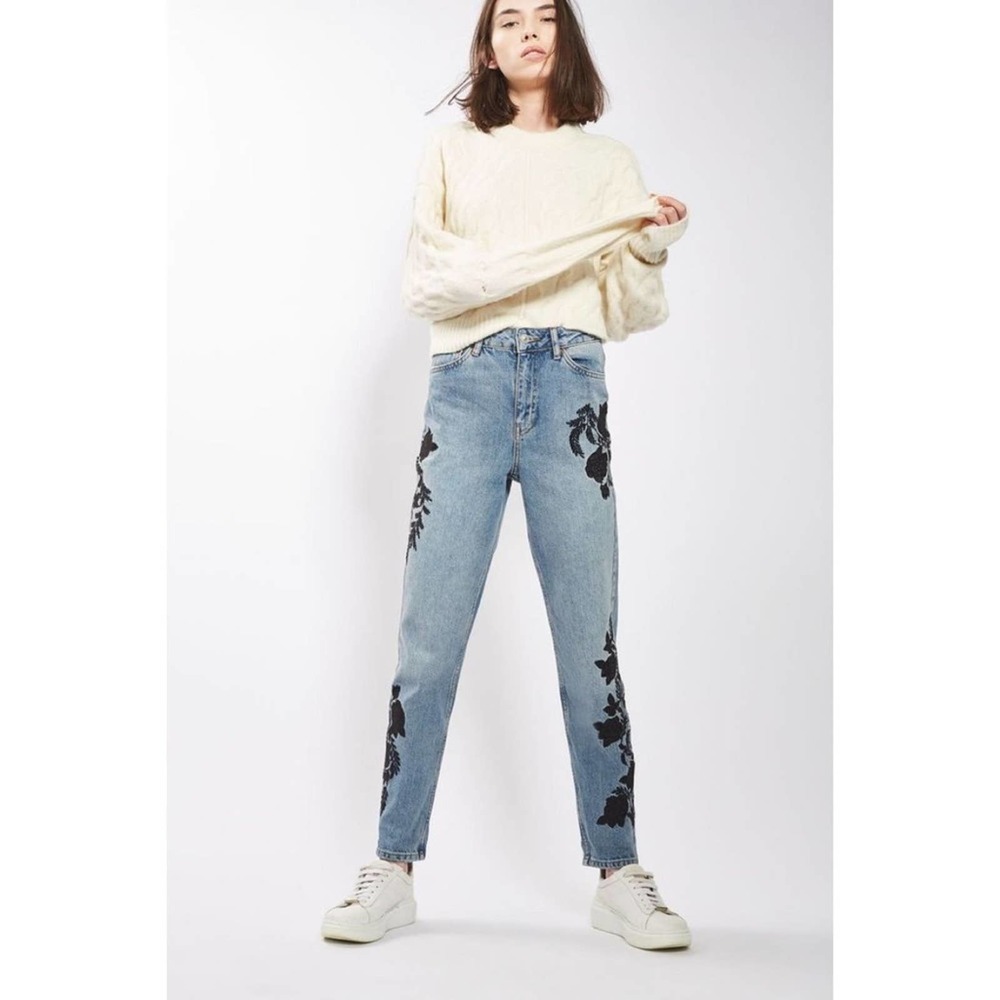 Topshop Moto Boyfriend Embroidered Jeans - Picture 2 of 7